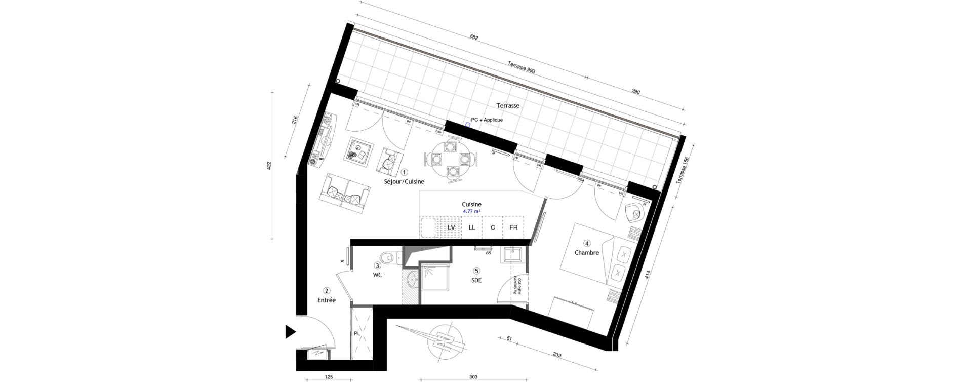 Appartement T2 de 46,30 m2 &agrave; Poissy Maurice-clerc