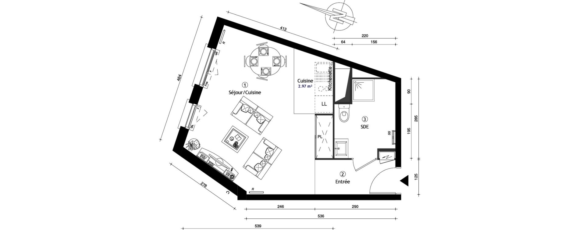 Appartement T1 de 33,20 m2 &agrave; Poissy Maurice-clerc