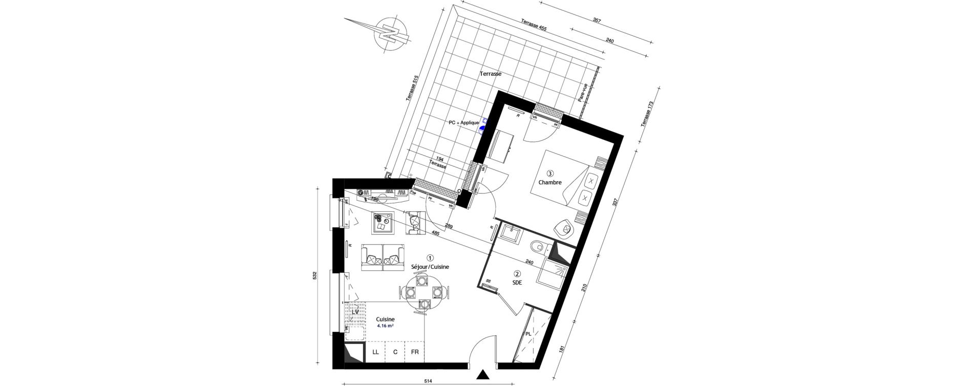 Appartement T2 de 41,90 m2 &agrave; Poissy Maurice-clerc