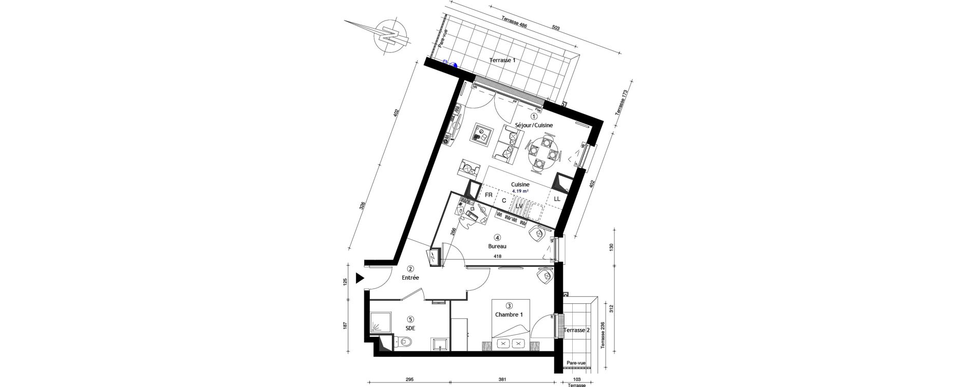 Appartement T2 de 51,40 m2 &agrave; Poissy Maurice-clerc