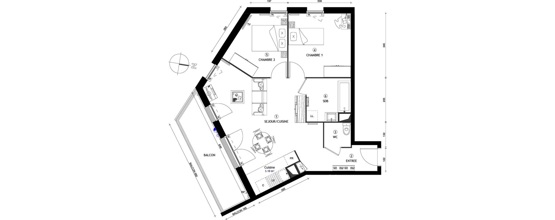 Appartement T3 de 60,50 m2 &agrave; Poissy Maurice-clerc