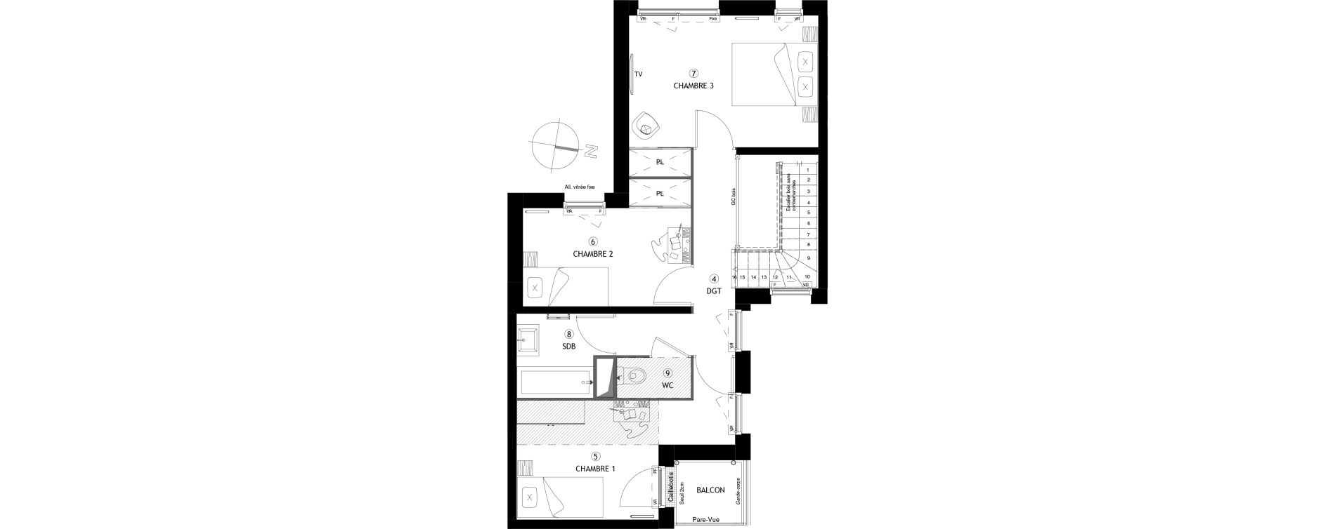 Appartement T4 de 88,50 m2 &agrave; Poissy Maurice-clerc