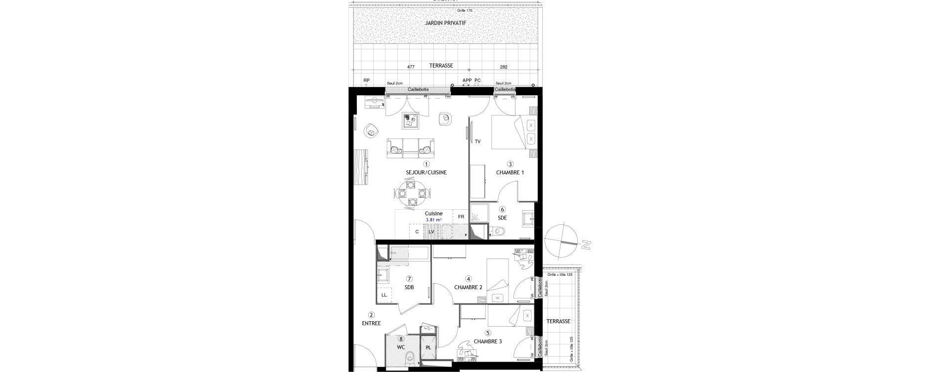 Appartement T4 de 80,10 m2 &agrave; Poissy Maurice-clerc