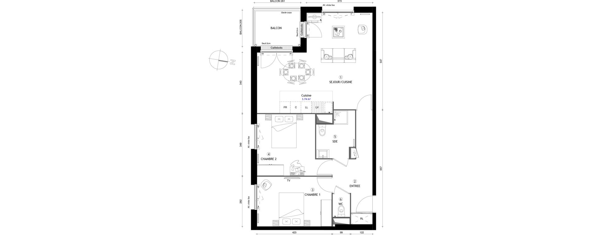 Appartement T3 de 70,00 m2 &agrave; Poissy Maurice-clerc