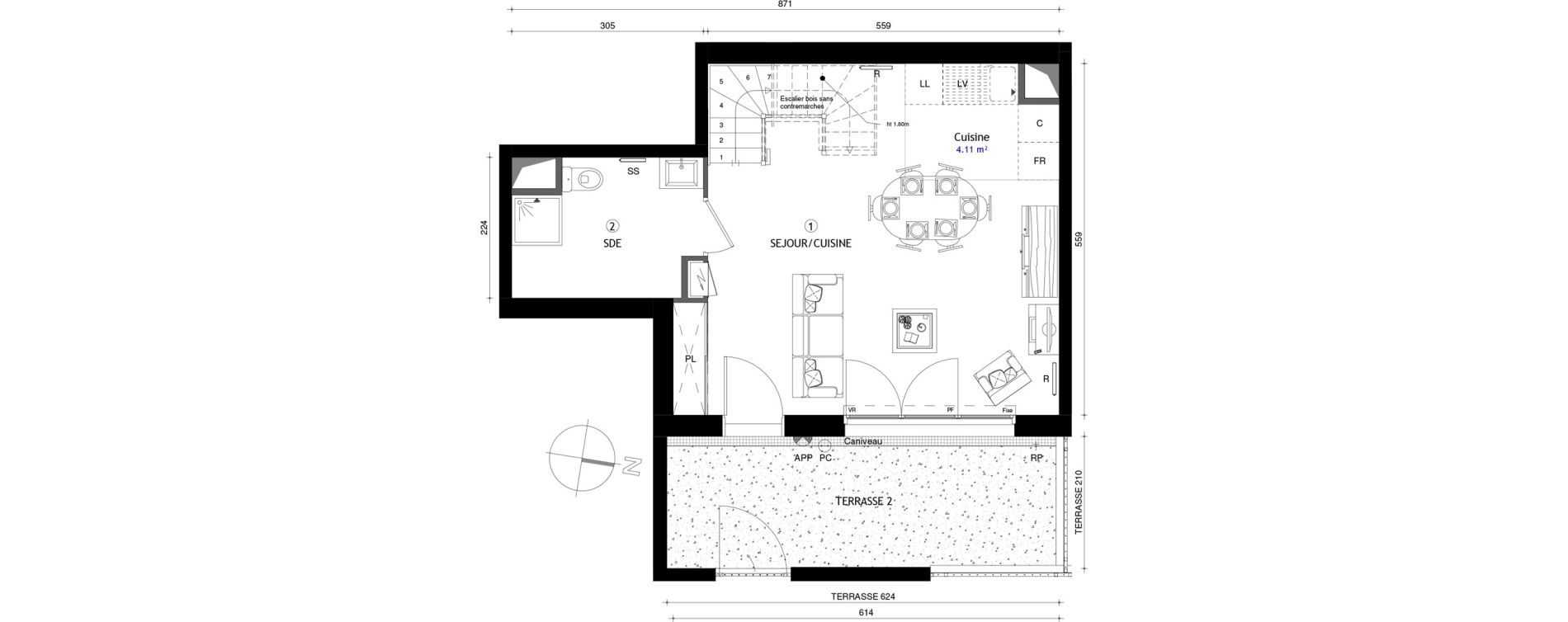Duplex T4 de 81,50 m2 &agrave; Poissy Maurice-clerc