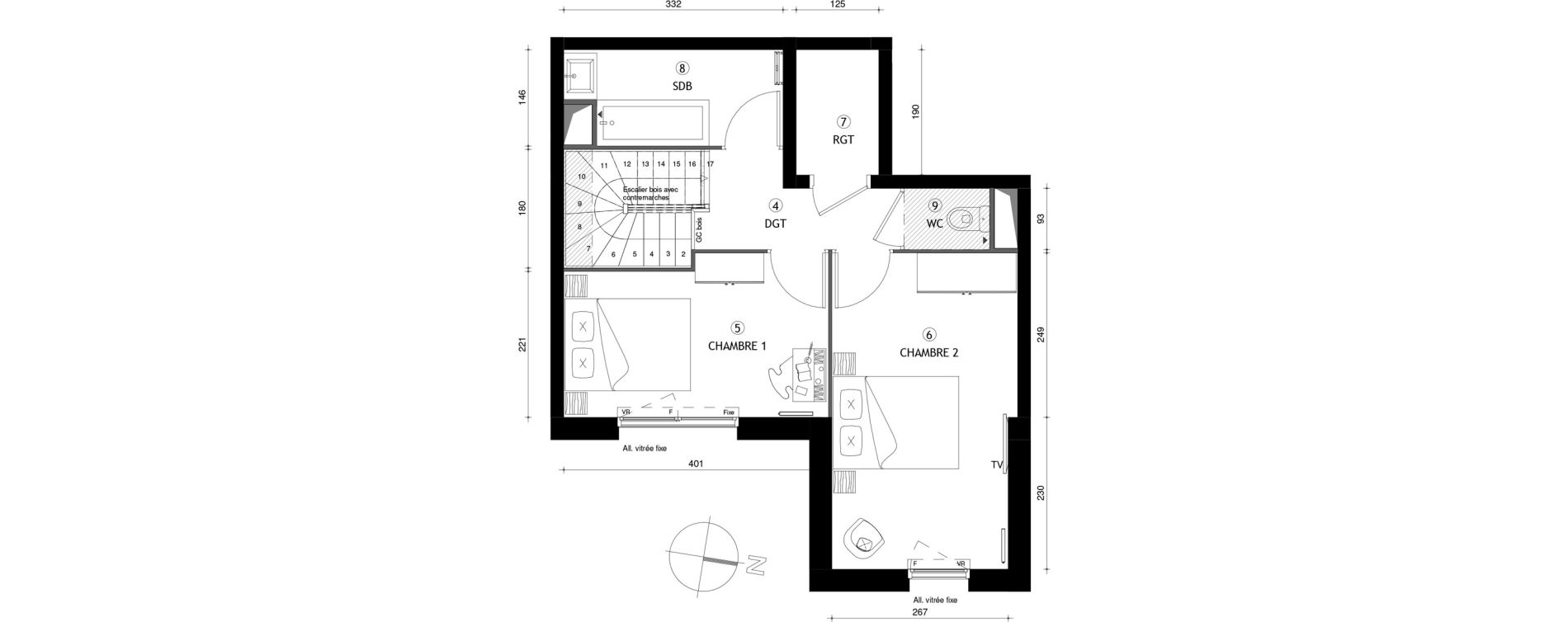 Duplex T3 de 65,70 m2 &agrave; Poissy Maurice-clerc