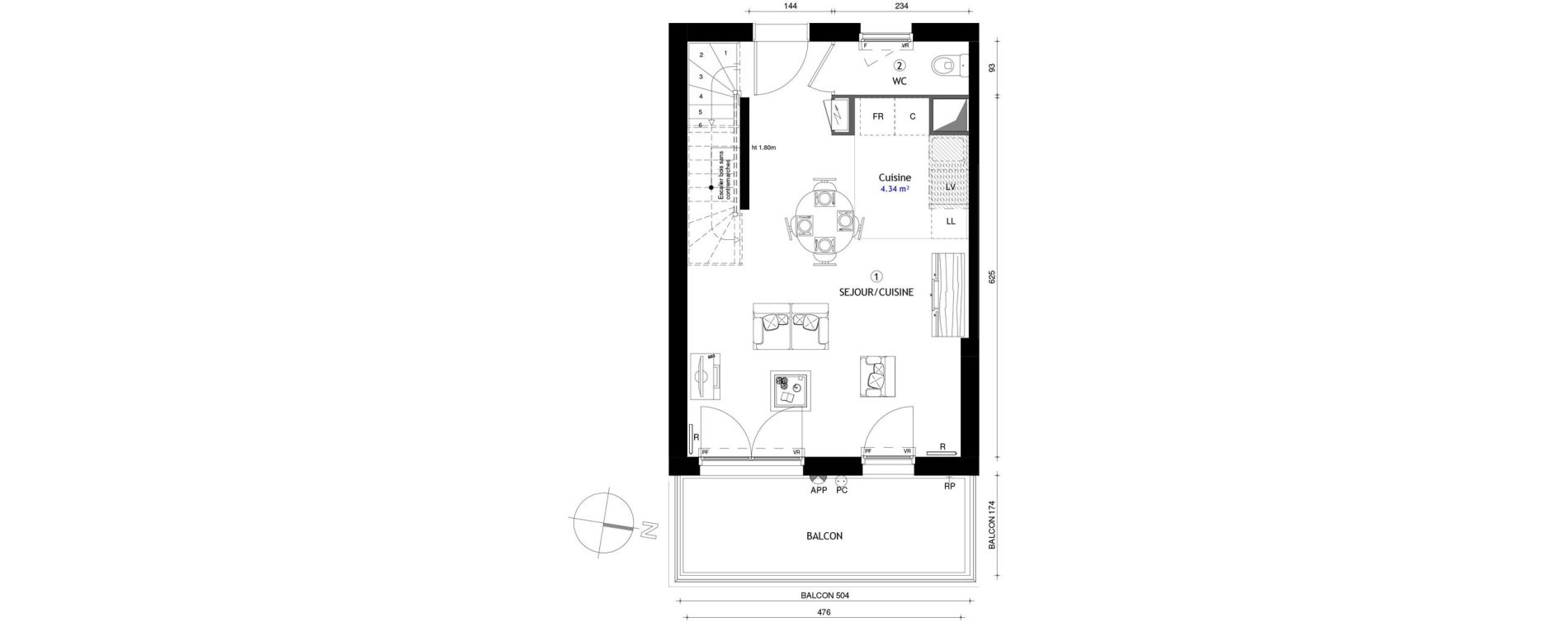 Appartement T3 de 62,20 m2 &agrave; Poissy Maurice-clerc