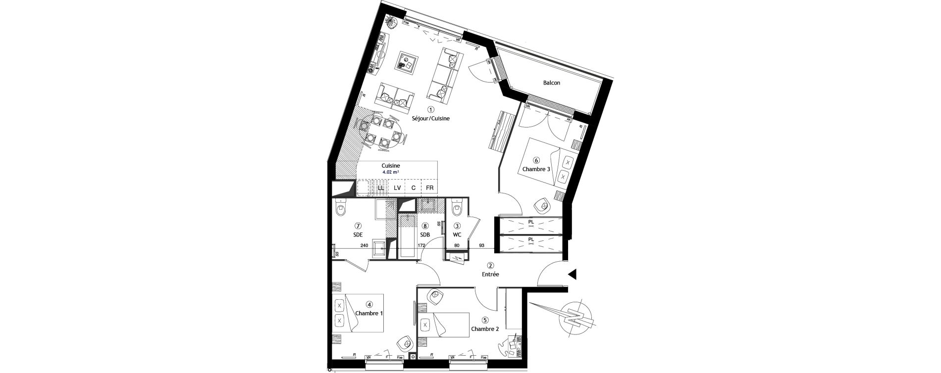 Appartement T4 de 85,80 m2 &agrave; Poissy Maurice-clerc