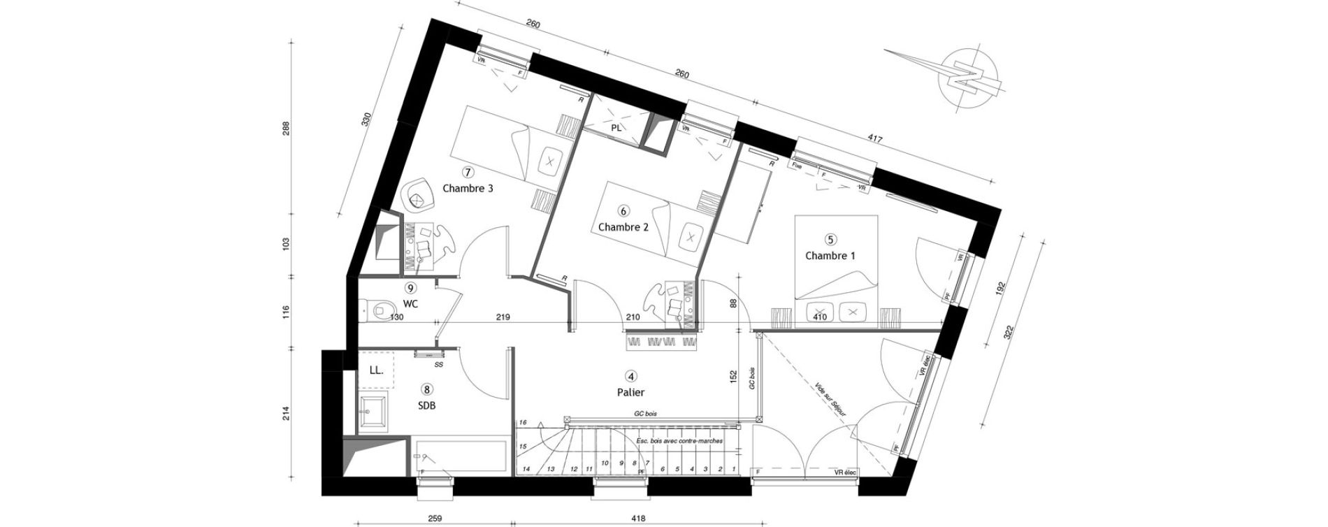 Appartement T4 de 92,30 m2 &agrave; Poissy Maurice-clerc