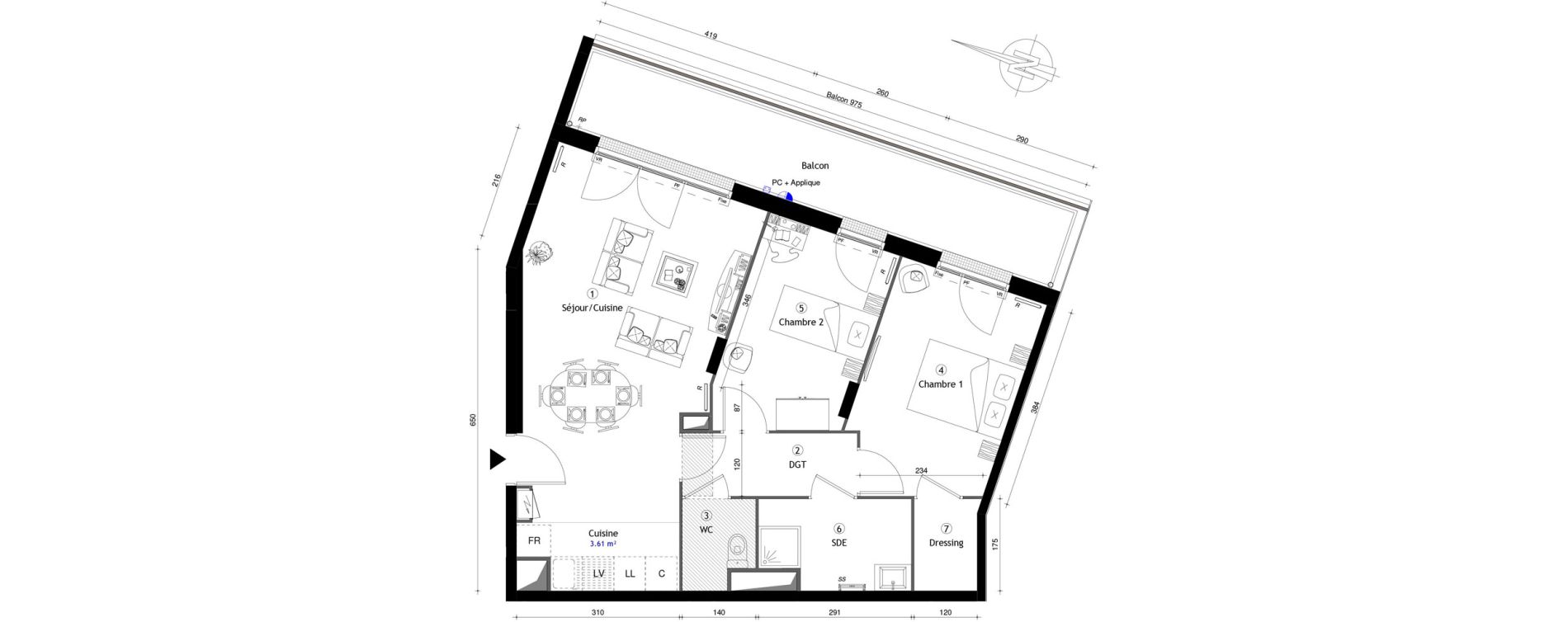 Appartement T3 de 62,90 m2 &agrave; Poissy Maurice-clerc