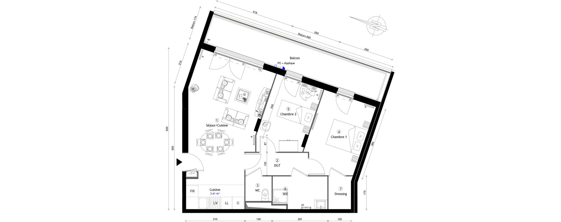 Appartement T3 de 63,30 m2 &agrave; Poissy Maurice-clerc
