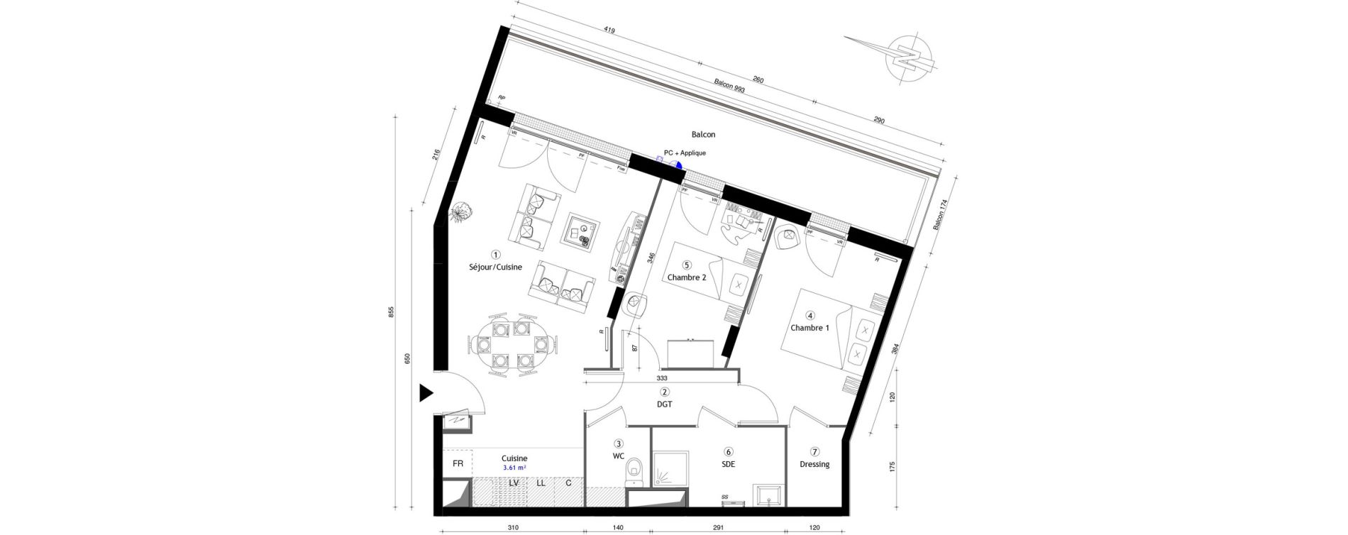 Appartement T3 de 63,10 m2 &agrave; Poissy Maurice-clerc