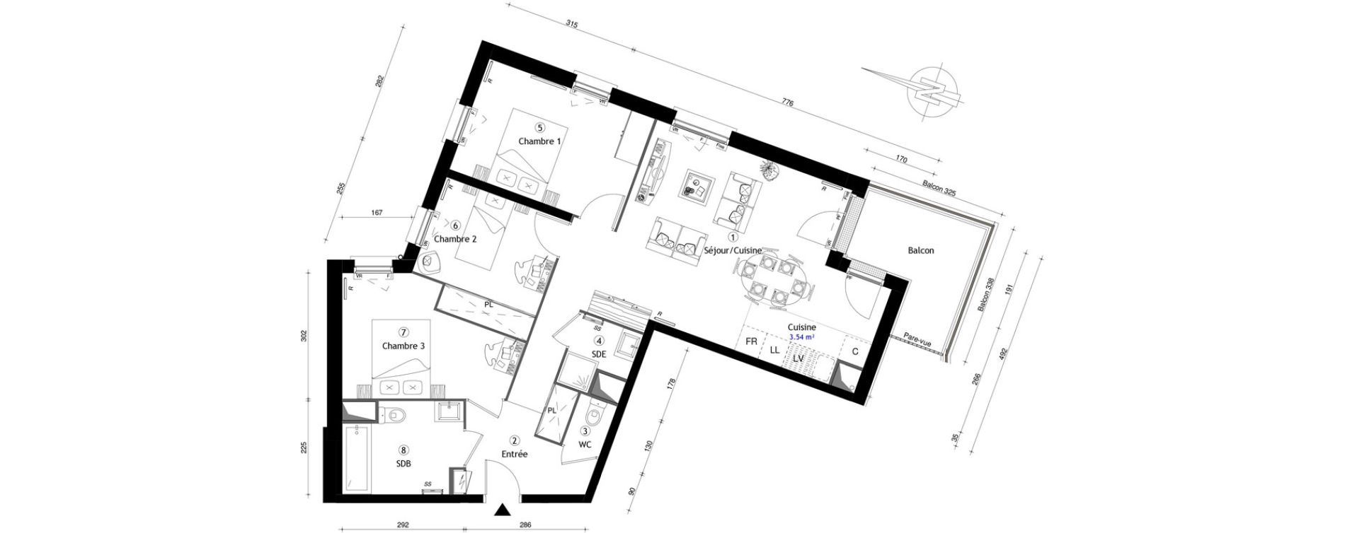 Appartement T4 de 78,70 m2 &agrave; Poissy Maurice-clerc