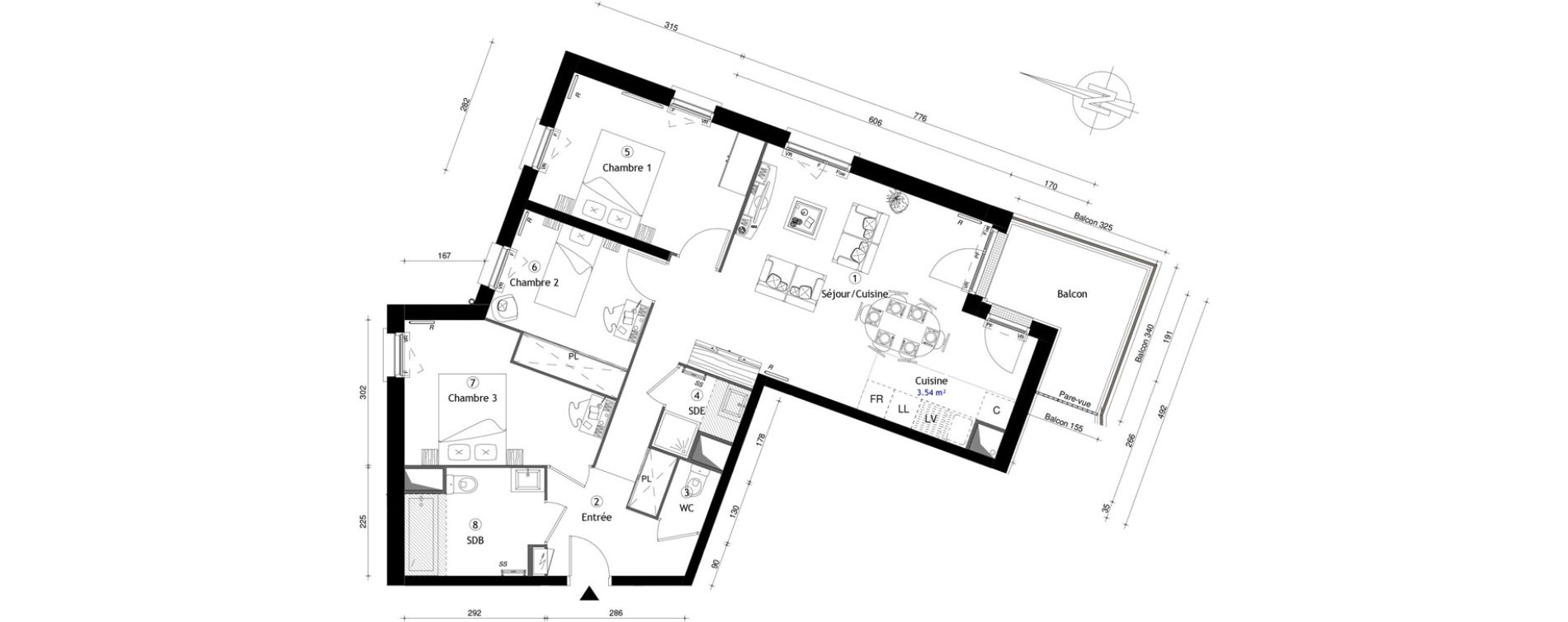Appartement T4 de 78,70 m2 &agrave; Poissy Maurice-clerc