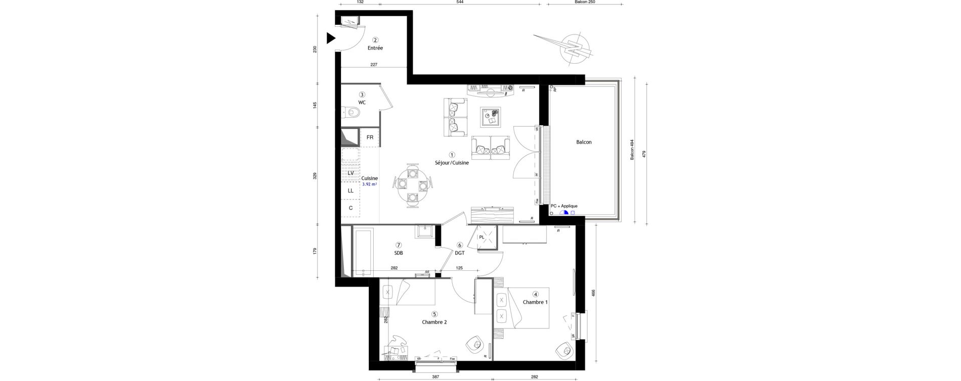 Appartement T3 de 69,30 m2 &agrave; Poissy Maurice-clerc