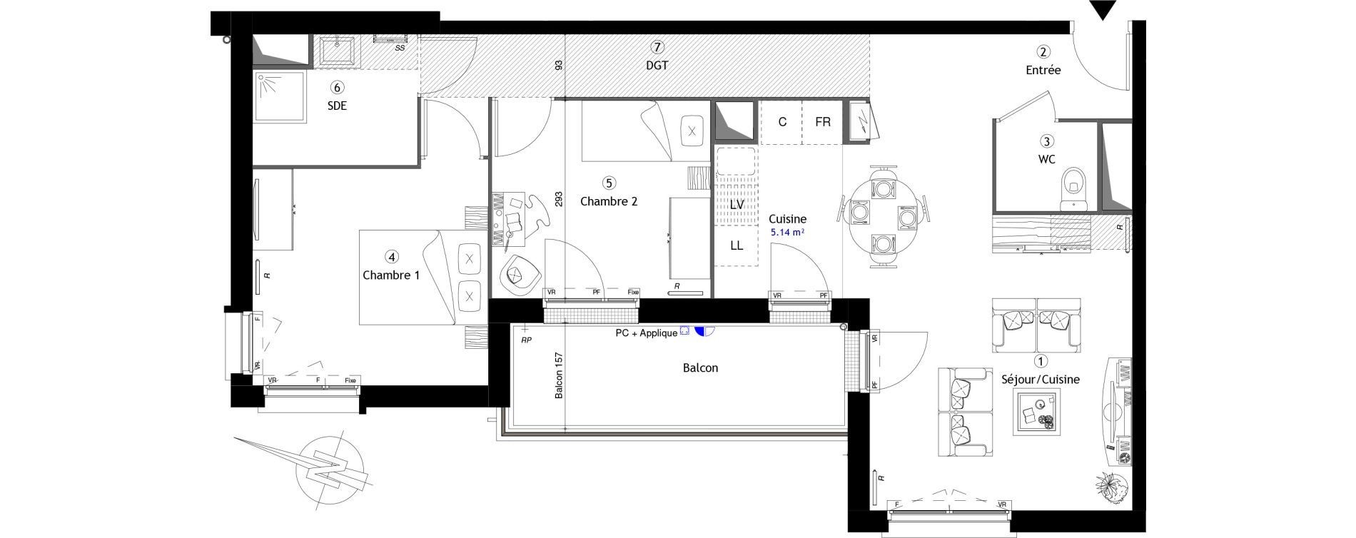 Appartement T3 de 64,70 m2 &agrave; Poissy Maurice-clerc