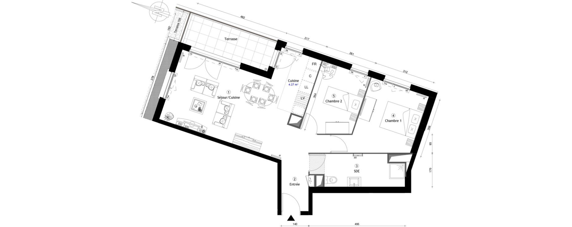 Appartement T3 de 64,10 m2 &agrave; Poissy Maurice-clerc