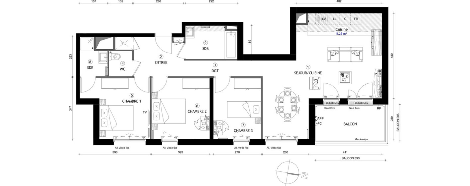 Appartement T4 de 85,70 m2 &agrave; Poissy Maurice-clerc