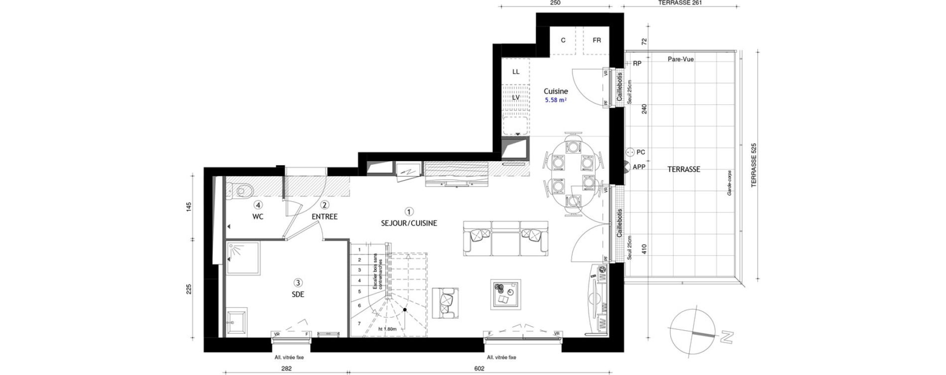 Duplex T3 de 71,90 m2 &agrave; Poissy Maurice-clerc