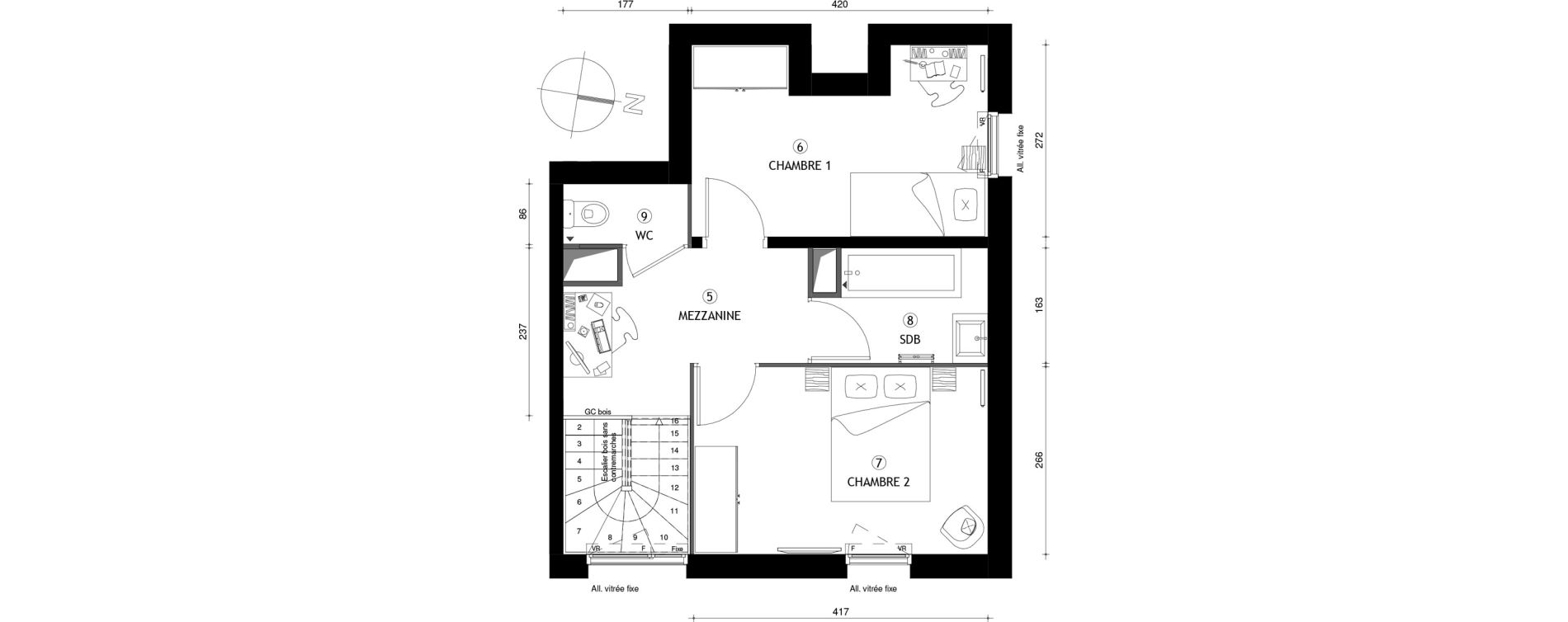 Duplex T3 de 71,90 m2 &agrave; Poissy Maurice-clerc