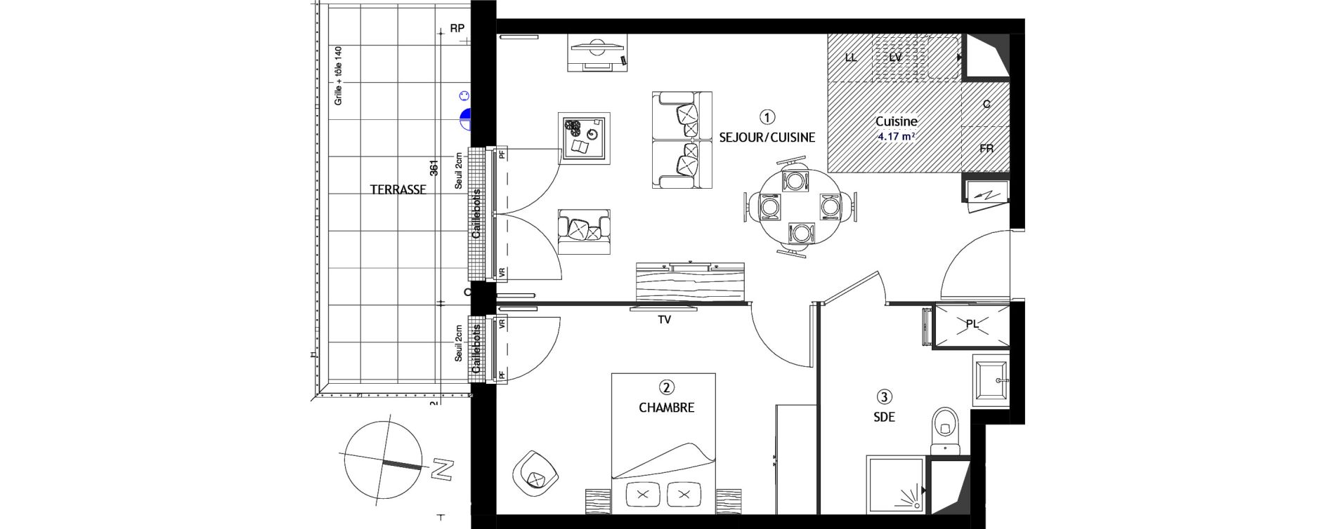 Appartement T2 de 42,40 m2 &agrave; Poissy Maurice-clerc