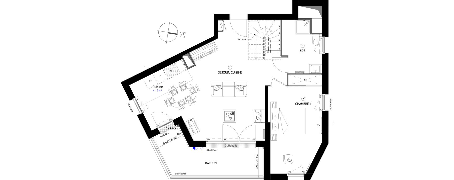 Appartement T5 de 98,30 m2 &agrave; Poissy Maurice-clerc
