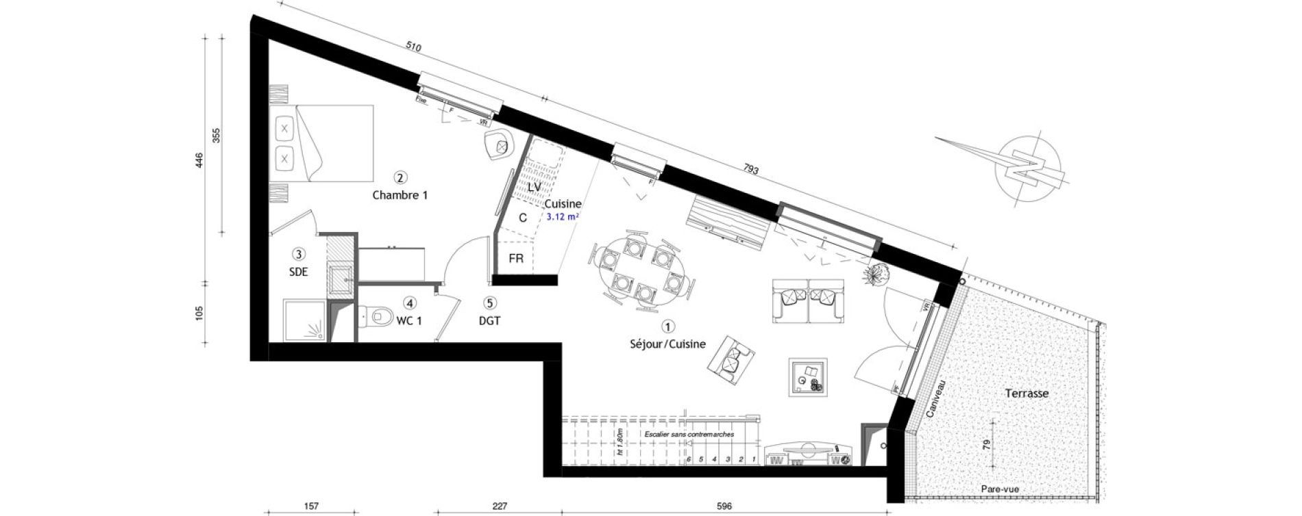 Duplex T5 de 102,10 m2 &agrave; Poissy Maurice-clerc