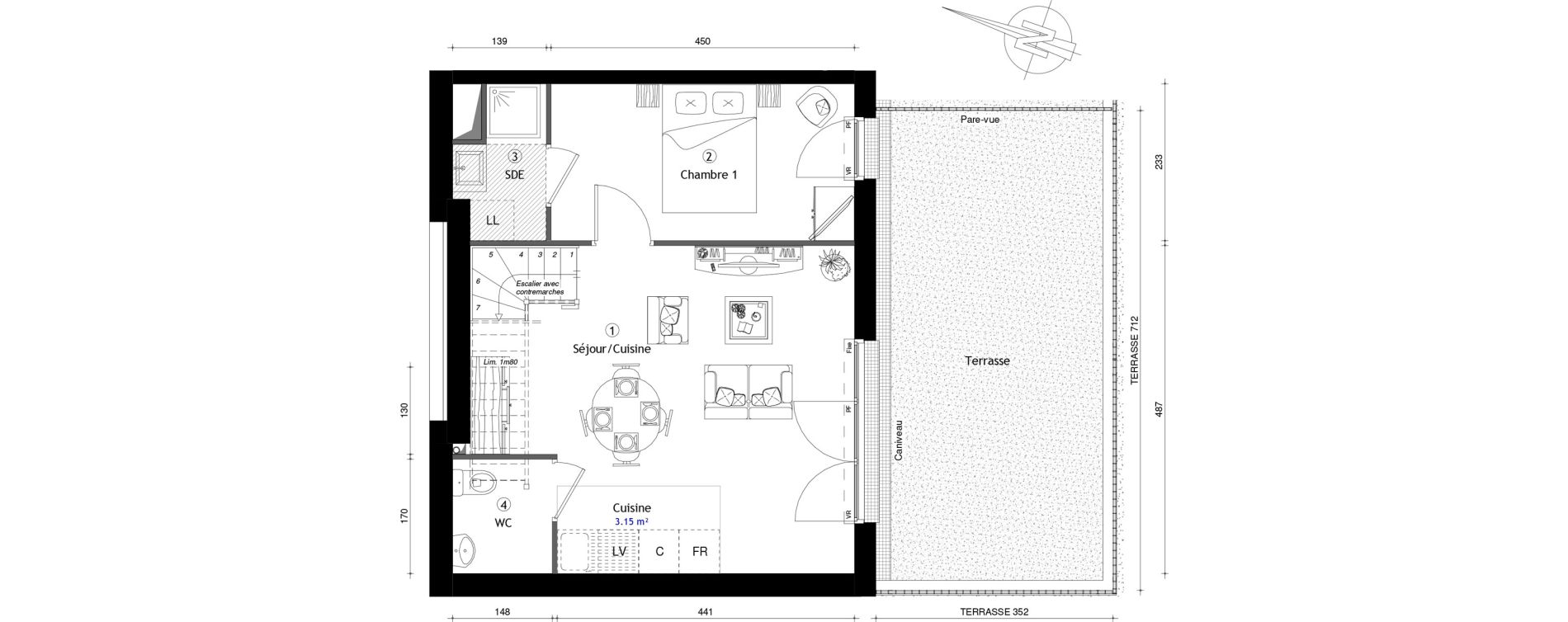 Appartement T4 de 77,60 m2 &agrave; Poissy Maurice-clerc
