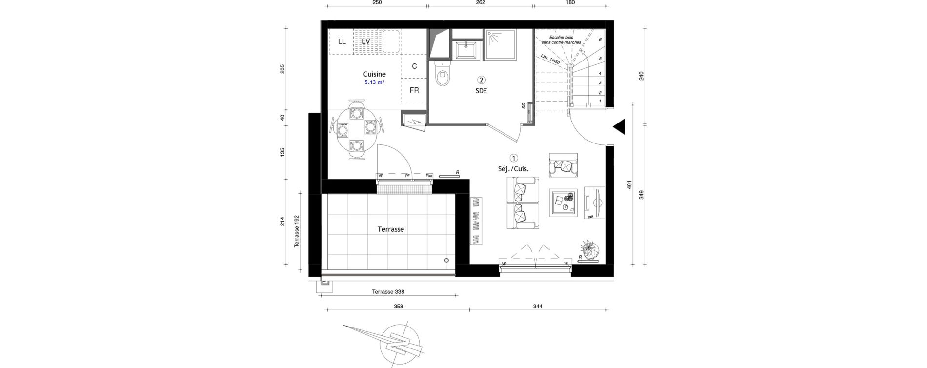 Duplex T3 de 68,10 m2 &agrave; Poissy Maurice-clerc