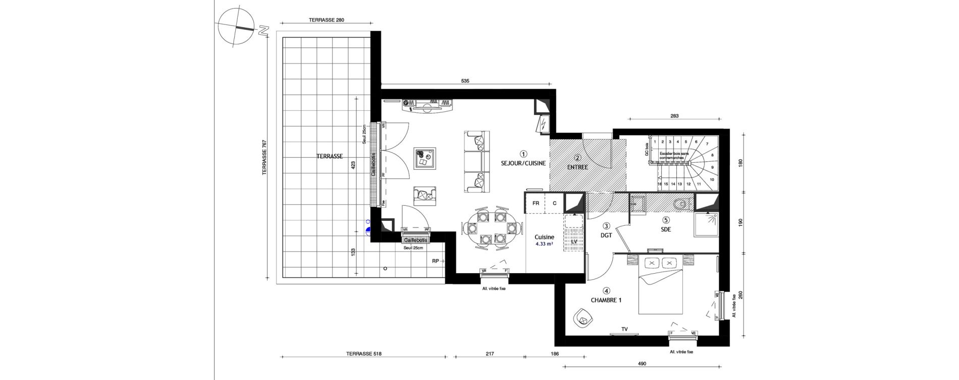 Duplex T5 de 99,40 m2 &agrave; Poissy Maurice-clerc