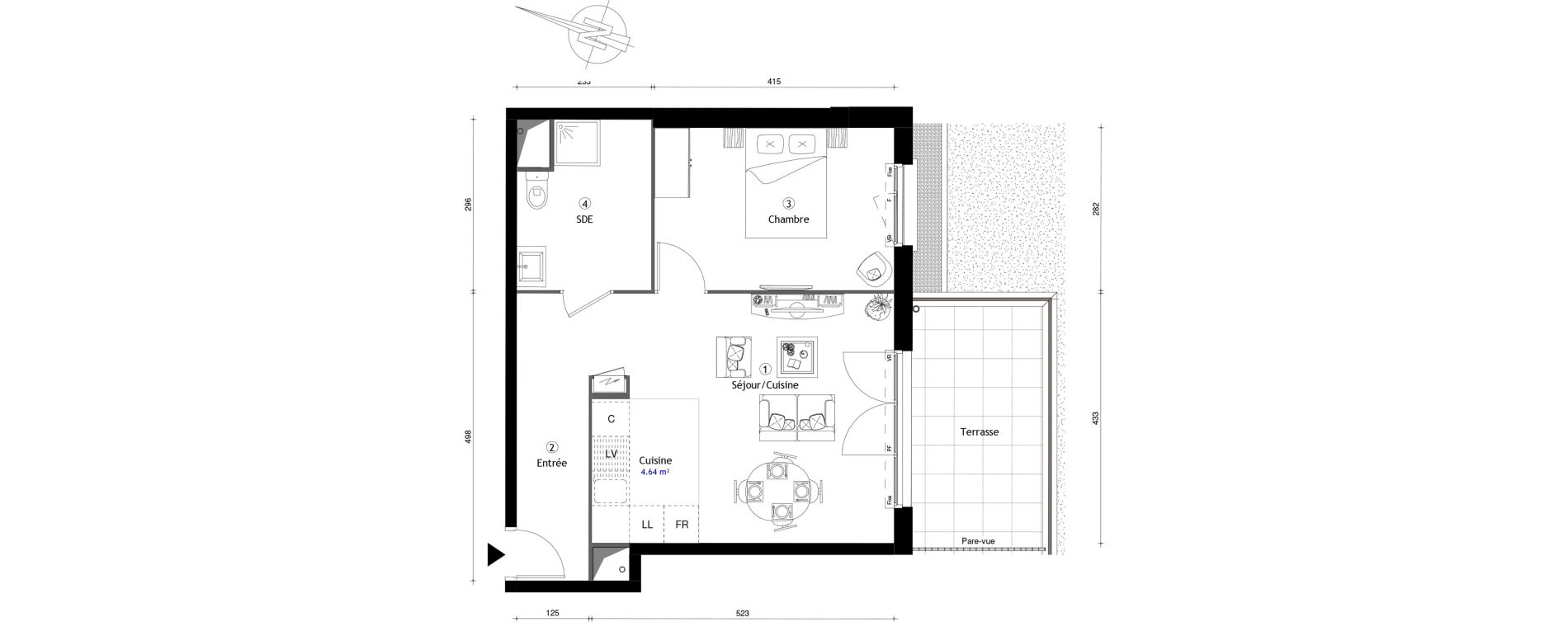Appartement T2 de 46,70 m2 &agrave; Poissy Maurice-clerc