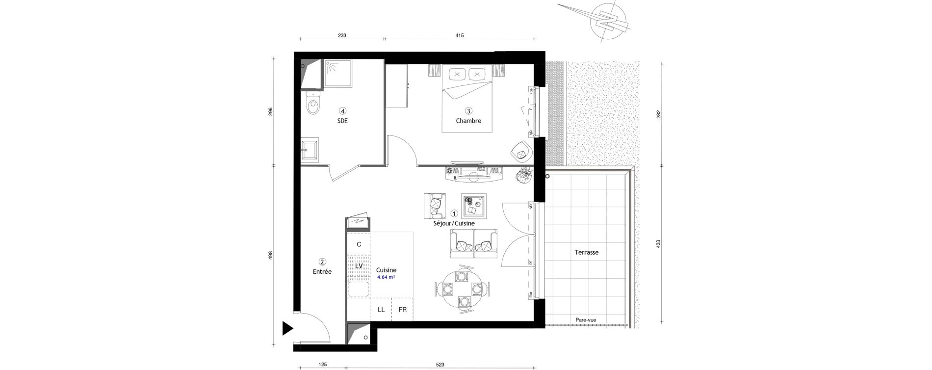 Appartement T2 de 45,10 m2 &agrave; Poissy Maurice-clerc
