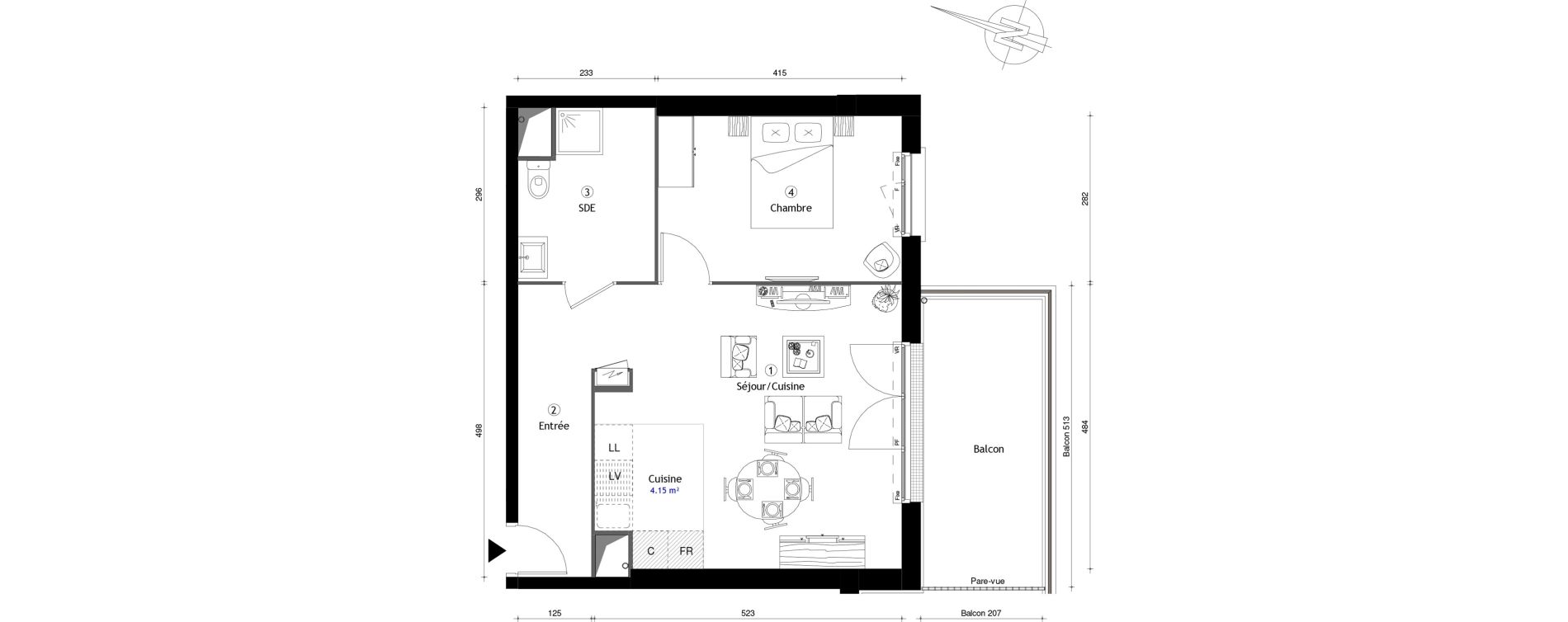 Appartement T2 de 41,80 m2 &agrave; Poissy Maurice-clerc