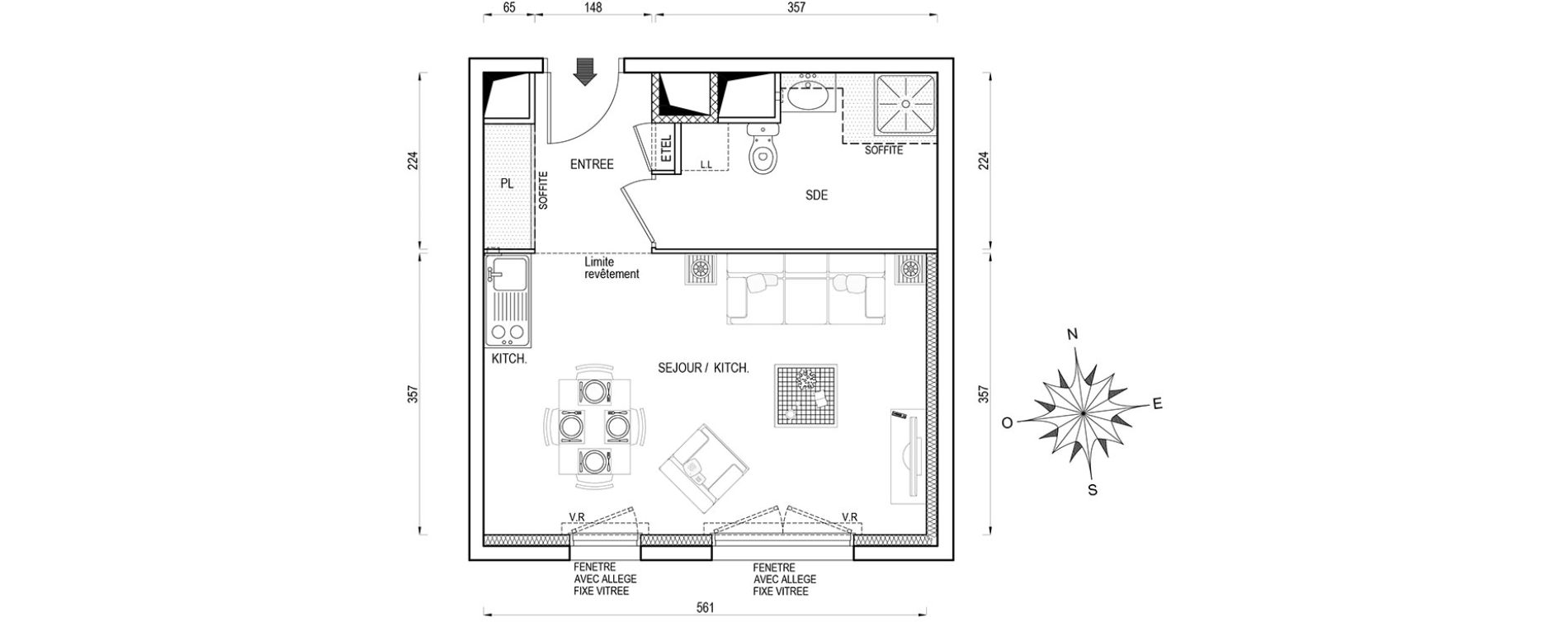 Appartement T1 de 31,20 m2 &agrave; Poissy Maurice-clerc