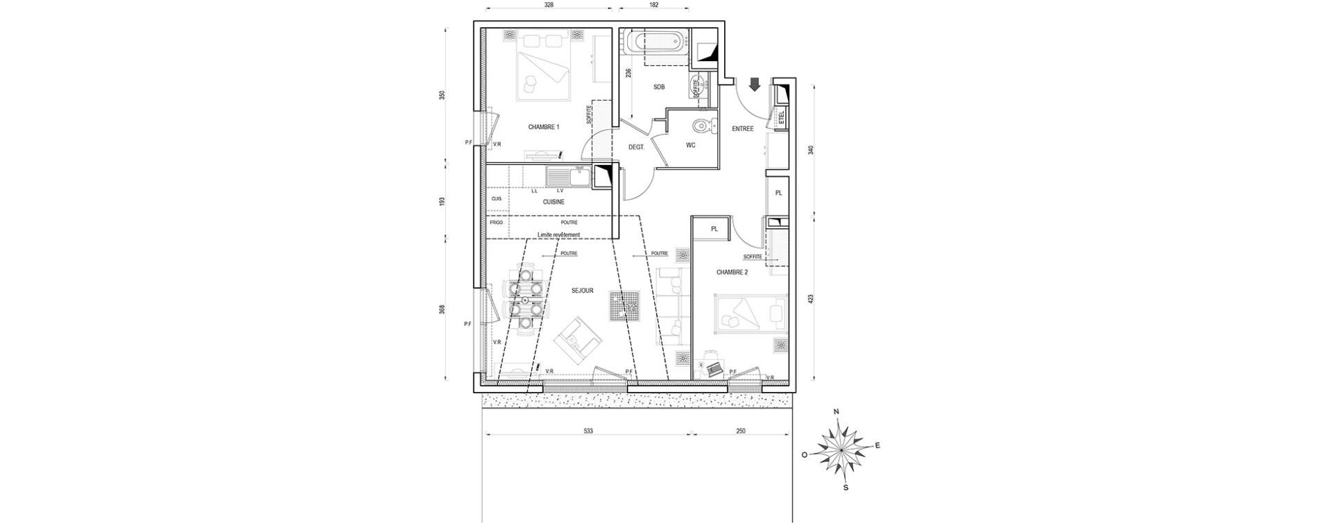 Appartement T3 de 66,20 m2 &agrave; Poissy Maurice-clerc