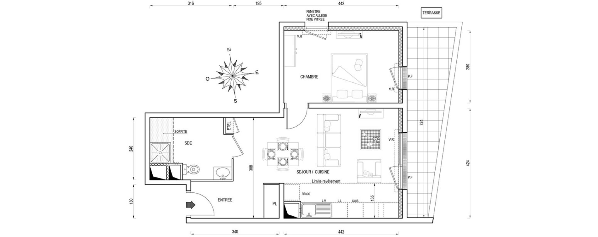 Appartement T2 de 47,70 m2 &agrave; Poissy Maurice-clerc