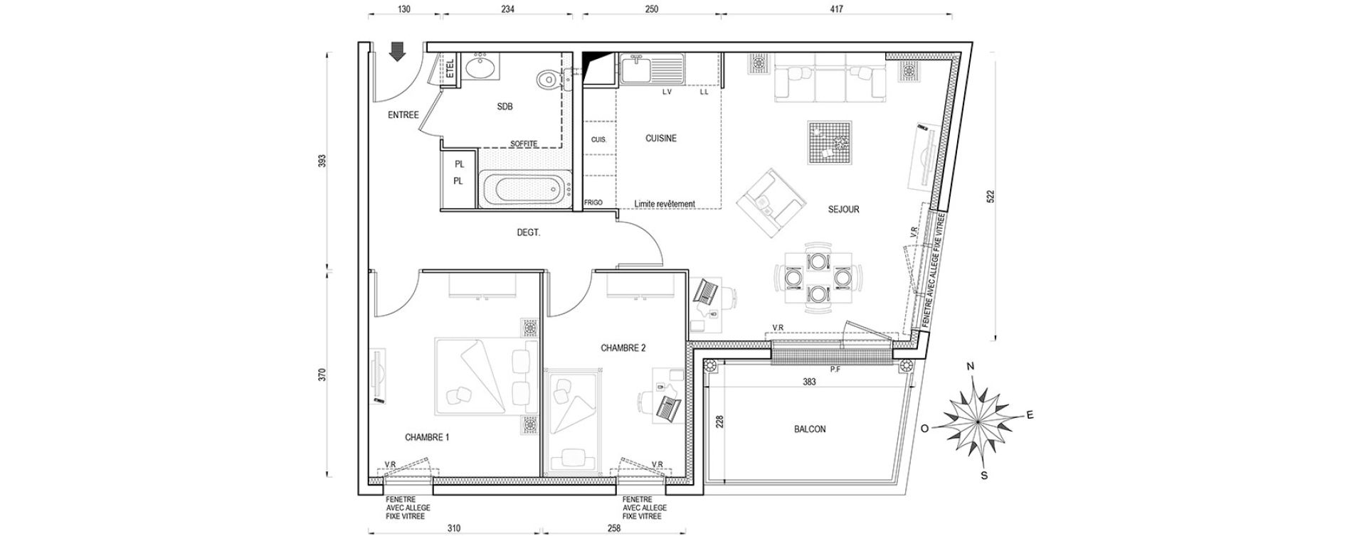 Appartement T3 de 64,90 m2 &agrave; Poissy Maurice-clerc