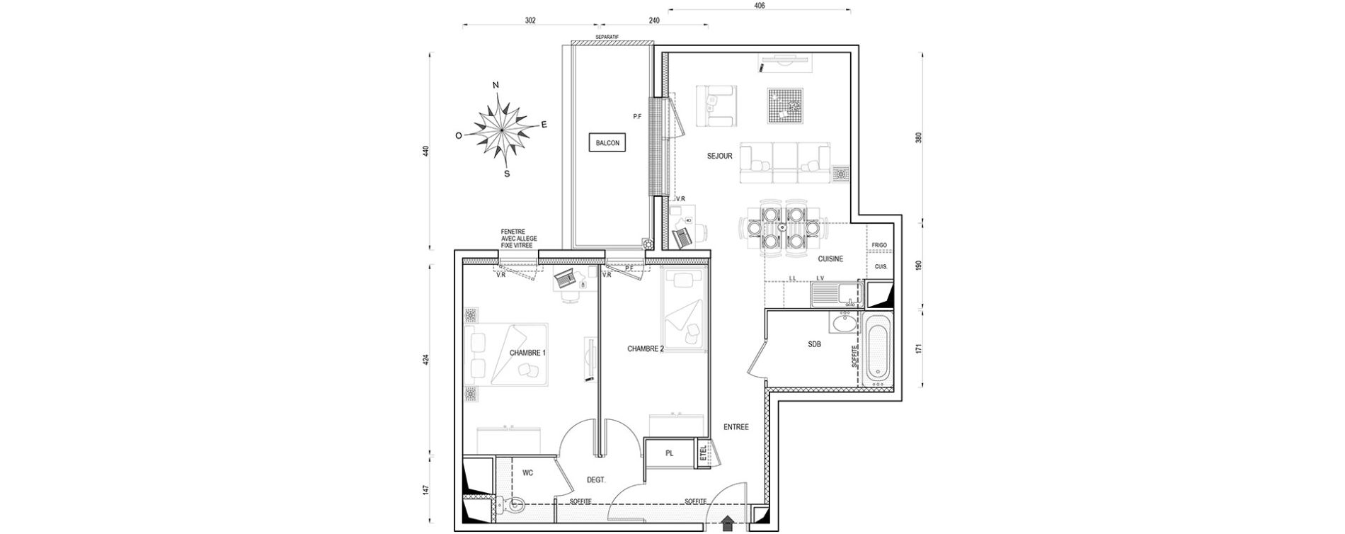 Appartement T3 de 63,70 m2 &agrave; Poissy Maurice-clerc