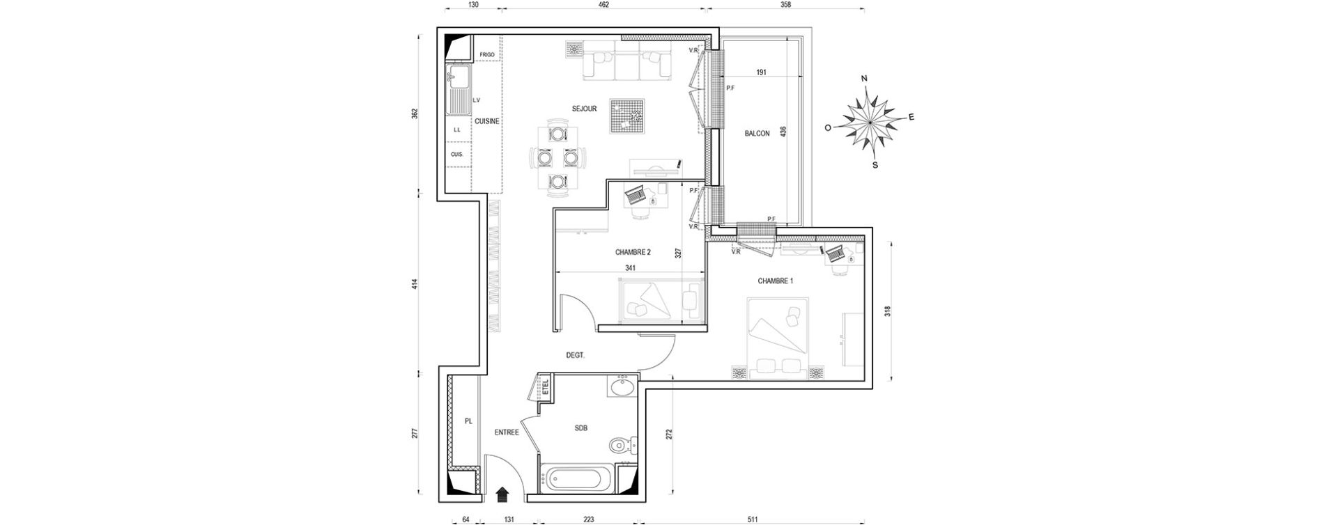 Appartement T3 de 62,60 m2 &agrave; Poissy Maurice-clerc