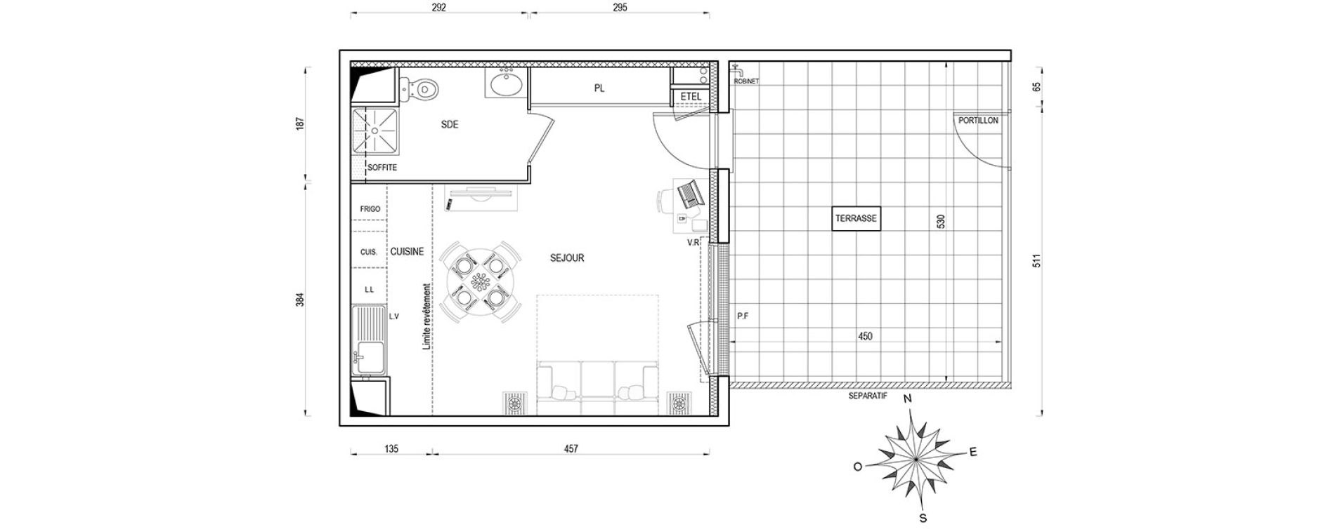 Appartement T1 de 32,50 m2 &agrave; Poissy Maurice-clerc