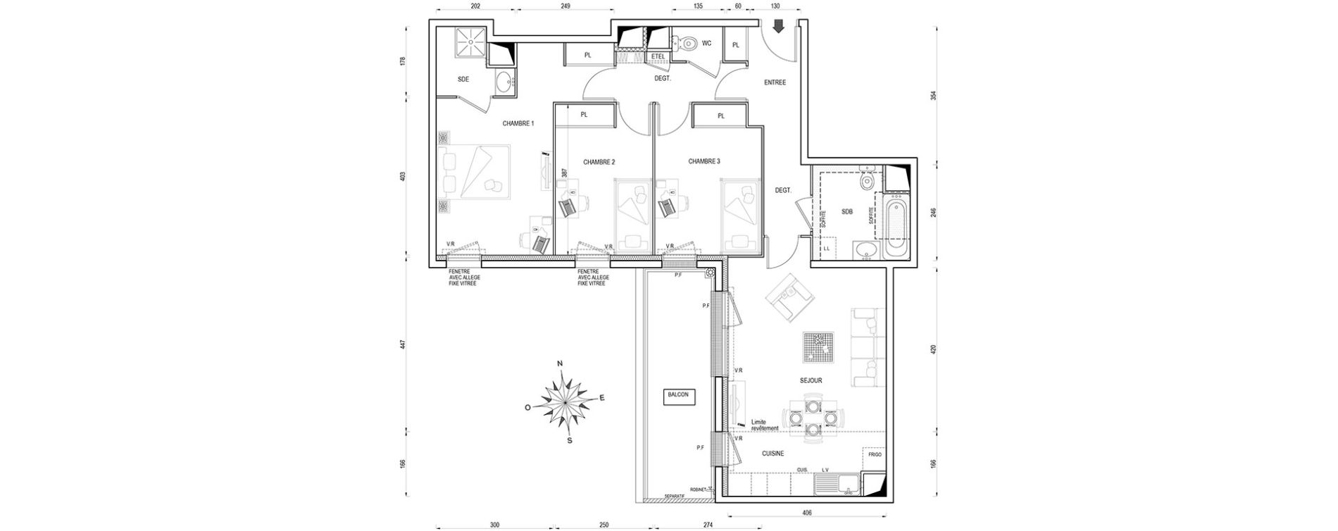 Appartement T4 de 80,40 m2 &agrave; Poissy Maurice-clerc