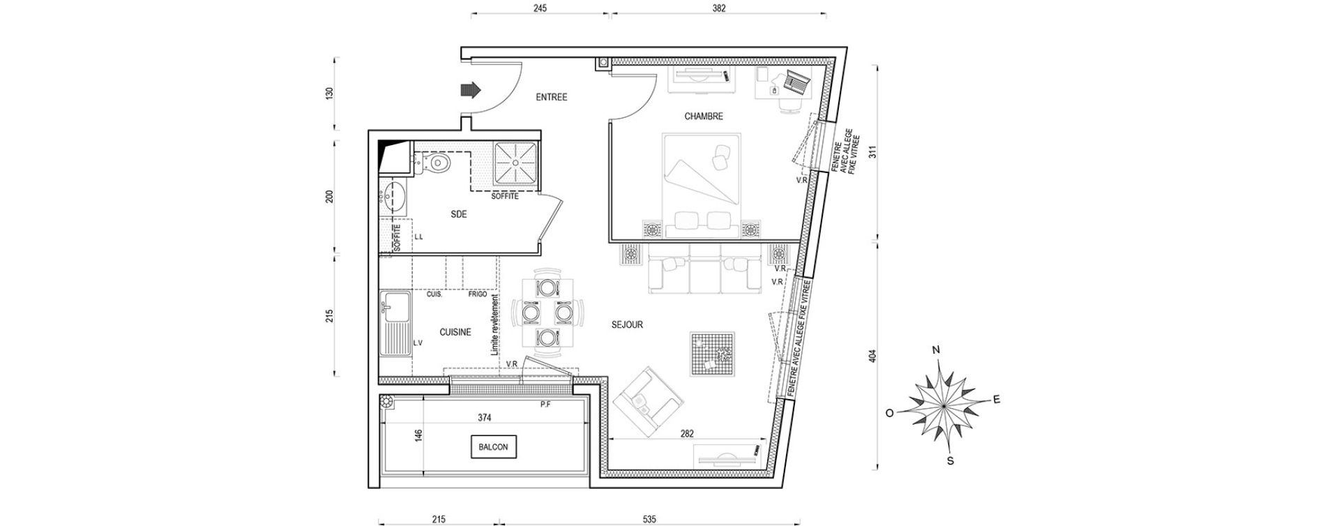 Appartement T2 de 43,70 m2 &agrave; Poissy Maurice-clerc