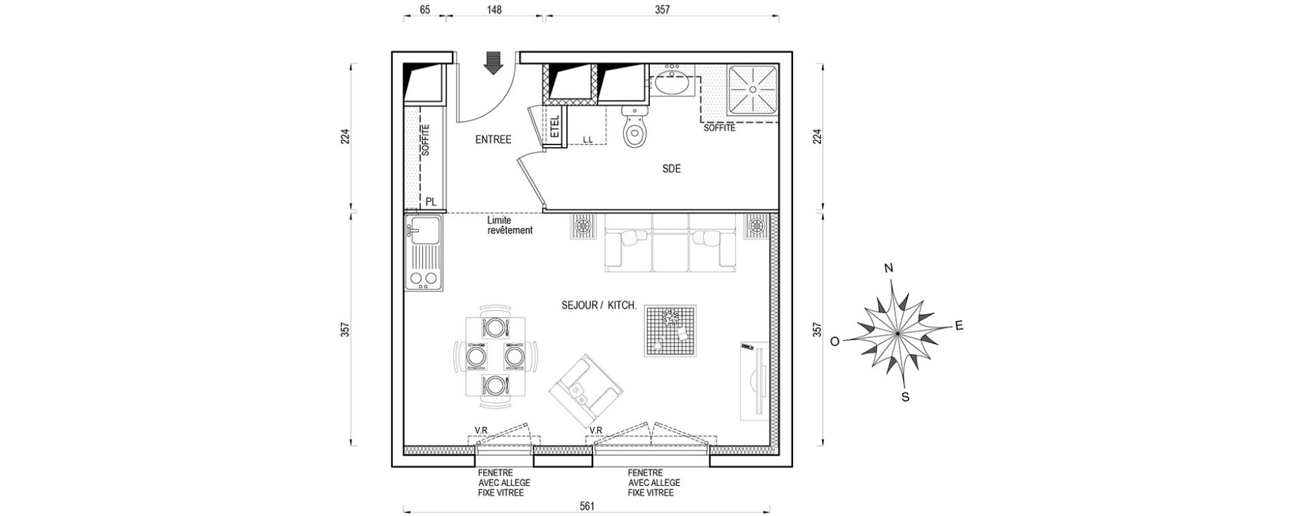 Appartement T1 de 31,20 m2 &agrave; Poissy Maurice-clerc