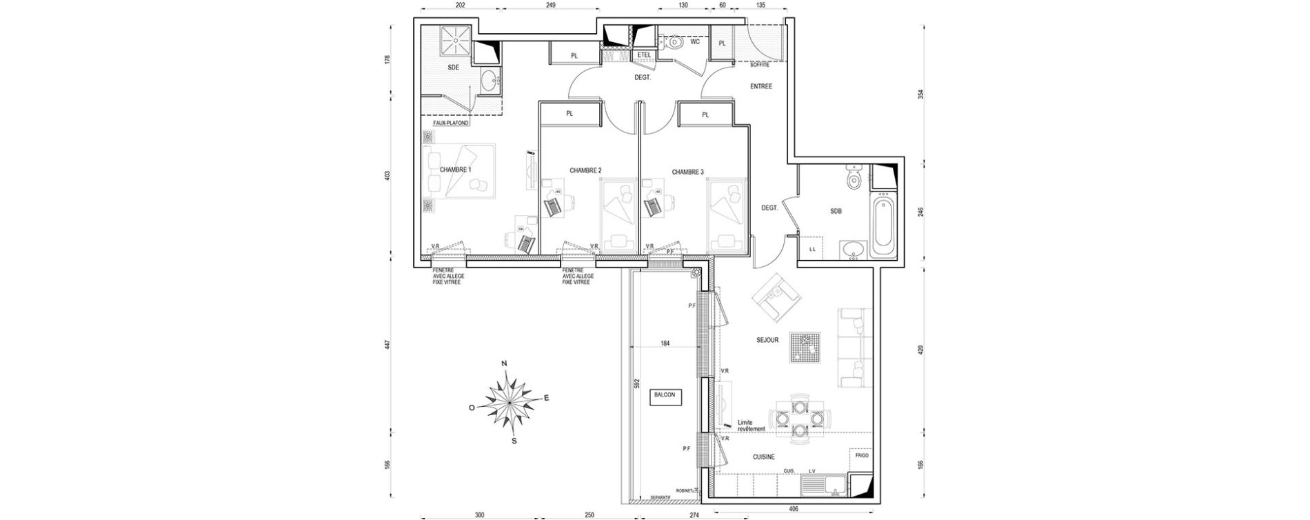 Appartement T4 de 80,40 m2 &agrave; Poissy Maurice-clerc