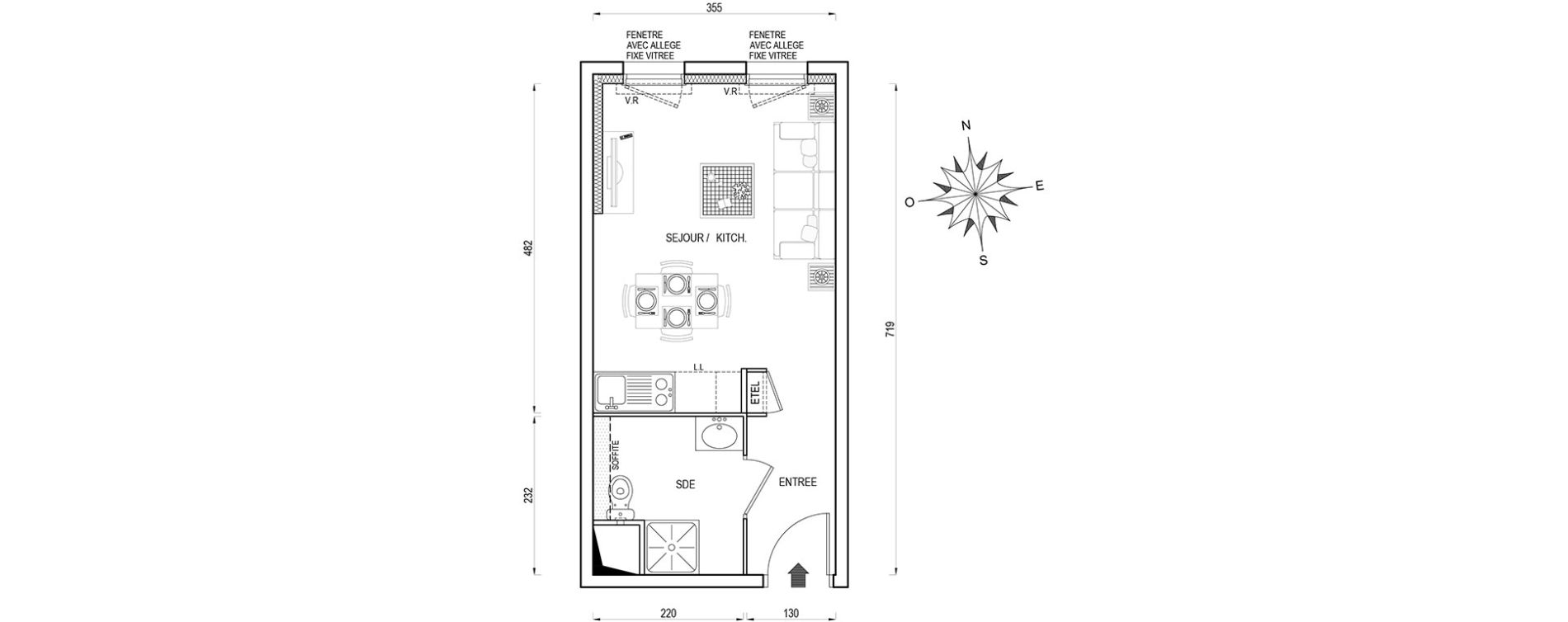 Appartement T1 de 24,20 m2 &agrave; Poissy Maurice-clerc