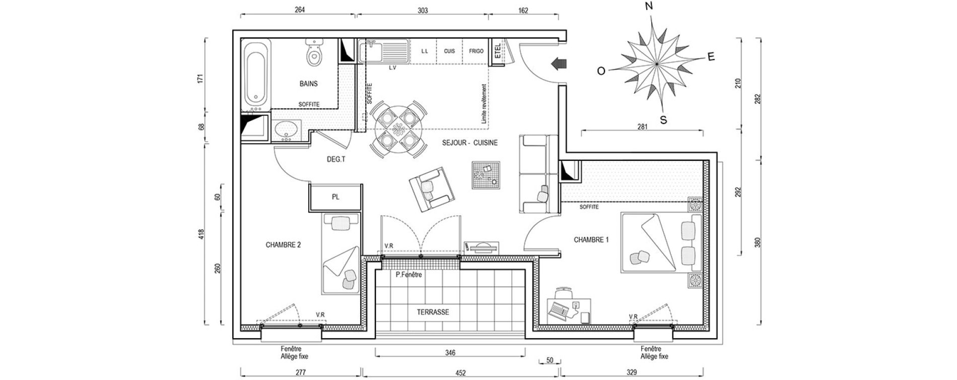 Appartement T3 de 53,00 m2 &agrave; Poissy Maurice-clerc