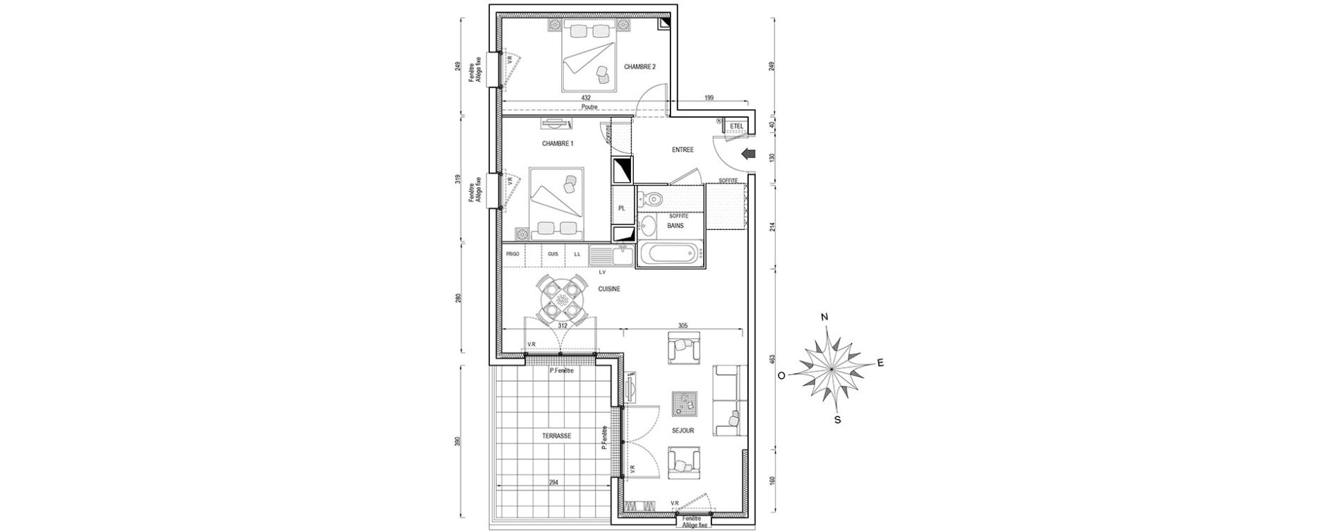 Appartement T3 de 59,60 m2 &agrave; Poissy Maurice-clerc