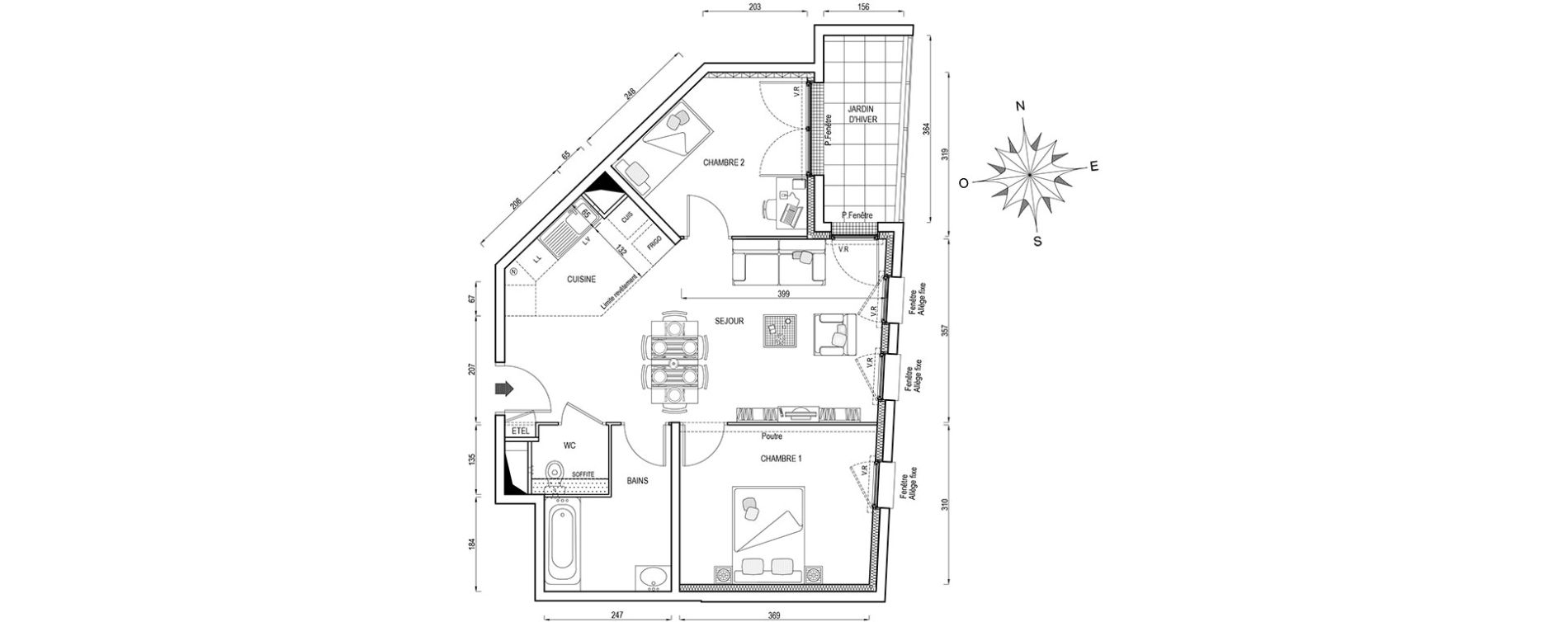 Appartement T3 de 56,60 m2 &agrave; Poissy Maurice-clerc