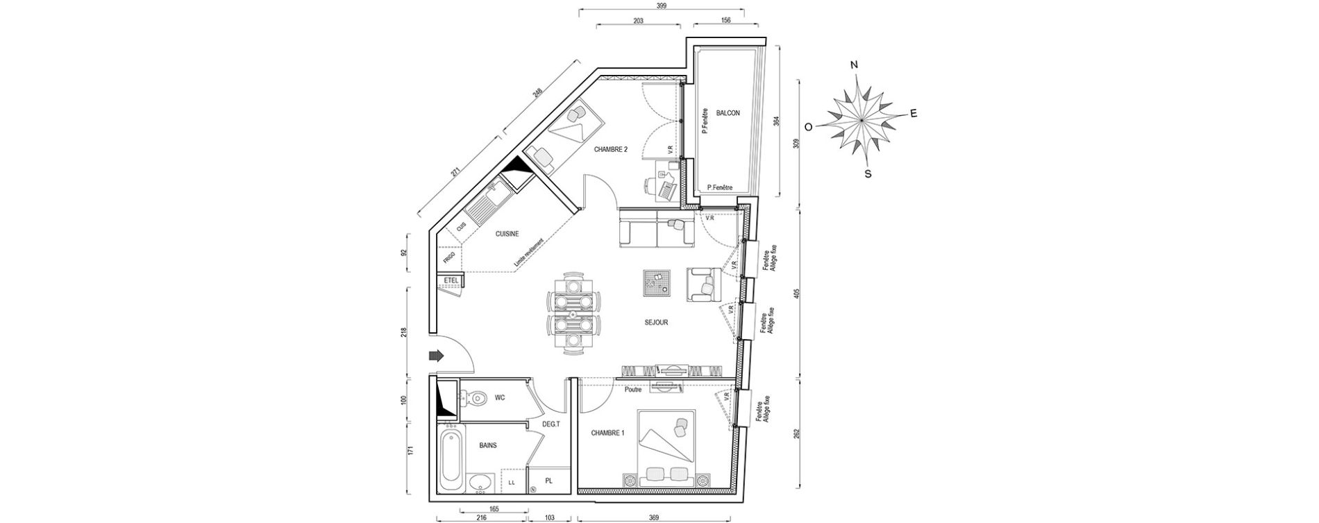 Appartement T3 de 57,80 m2 &agrave; Poissy Maurice-clerc