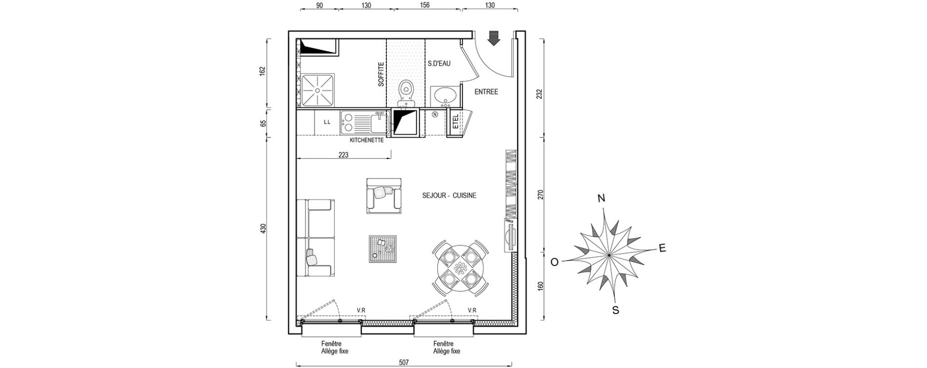 Appartement T1 de 32,70 m2 &agrave; Poissy Maurice-clerc